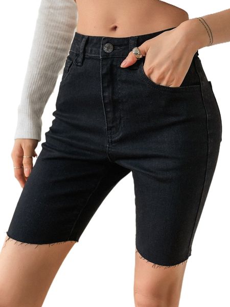 

dazy raw hem denim shorts l2jl#, White;black