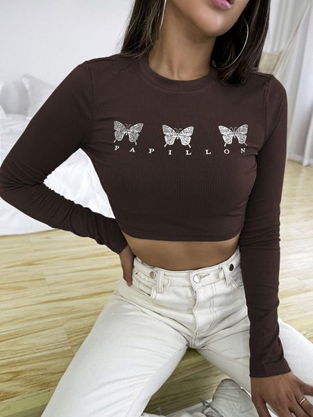 

butterfly & letter graphic crop p8eb#, White