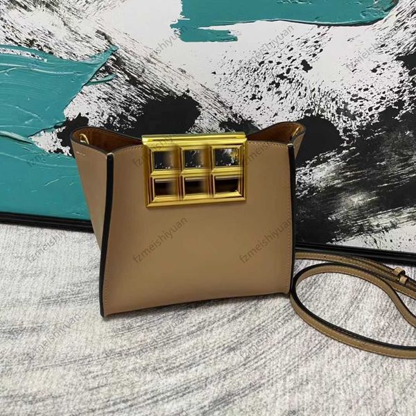 

super a quality way double f buckle light luxury tote bag bucket type korean inner patch pocket solid color lock buckle portable messenger