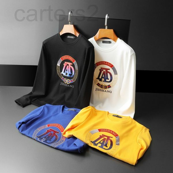 

men's hoodies & sweatshirts designer 2022 spring new men's round neck sweater laser piece slim fit pullover long sleeve t-shirt ca, Black