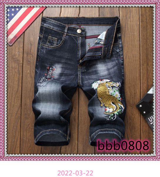 

short jeans men slim summer jeans for male biker fashion rock revival, Blue