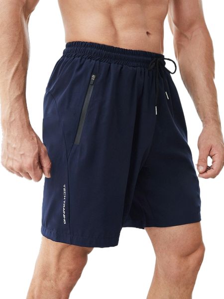 

men letter graphic zipper pocket sports shorts h2l6#, White;black