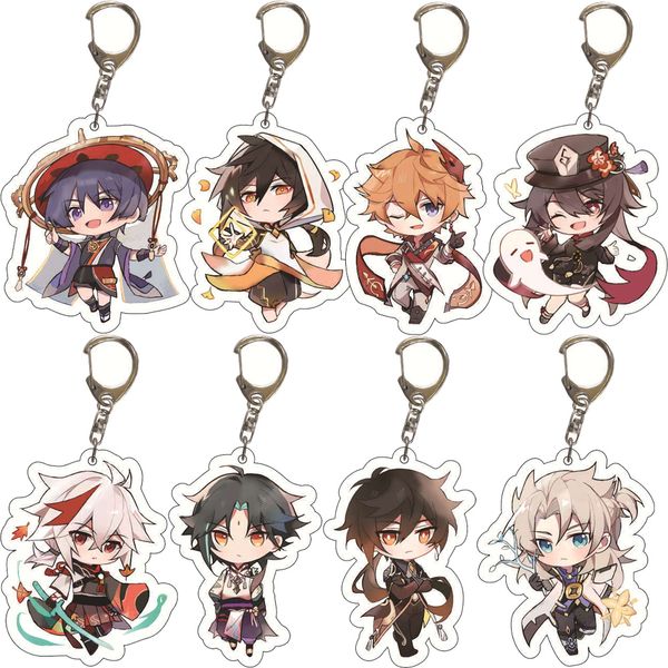 

anime genshin impact keychain kunikuzushi morax kaeya xiao hu tao tartaglia acrylic keychain badge cartoon cosplay pendant accessories, Silver