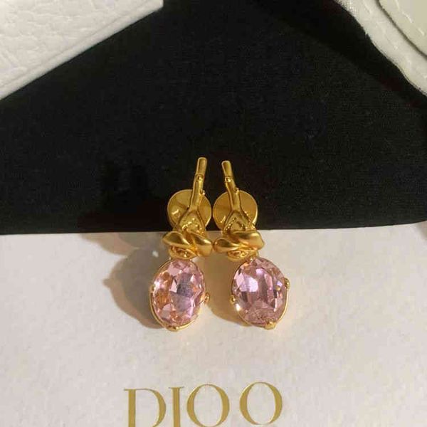 

2022 factory wholesale new di home pink diamond rose petals simple personalized earrings accessories, Golden