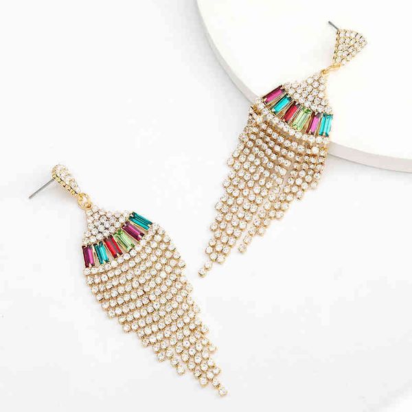 

dangle fashion simple rhinestone claw chain tassel earrings women personality campus party accessories 220713, Silver