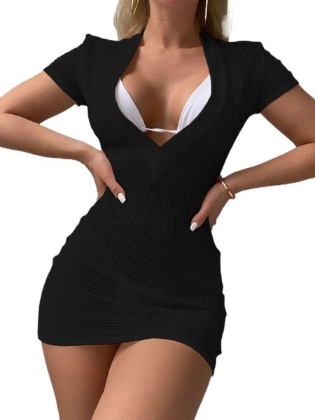 

plain textured cover up 614t#, White;black