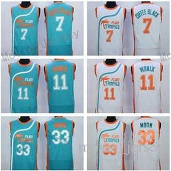 Xflsp Cheap Mens Semi Pro Movie Flint Tropics # 7 Coffee Black Jersey all'ingrosso # 33 Jackie Moon # 69 Downtown # 11 ED Monix Maglie da basket