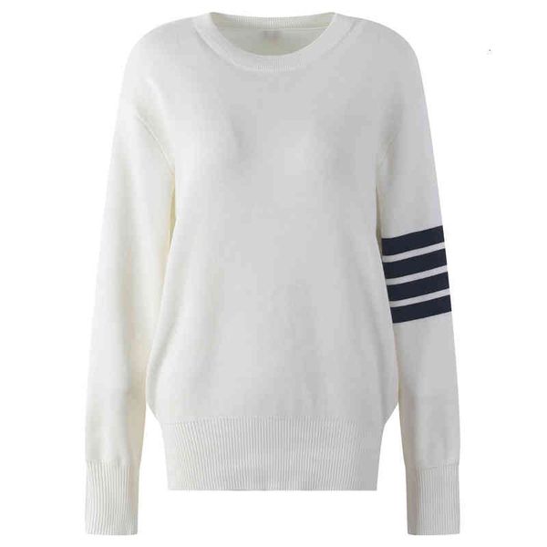 

women's knits tees korean style round neck tb four bar sweater loose autumn and winter lovers same pullover 8qtv, White