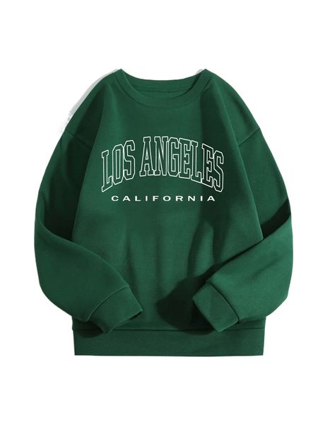 

letter print drop shoulder sweatshirt k8bi#, Black