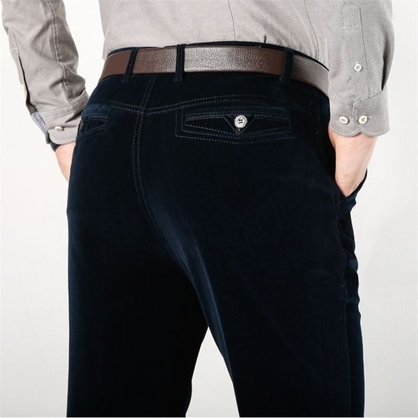 

icpans classic straight loose corduroy pants men stretch summer business casual pants black khaki blue long trousers 201126