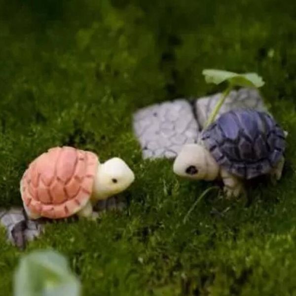 500 adet Sevimli Mini Kaplumbağalar Peyzaj Süsler Reçine Bahçe Süslemeleri Peri Bahçe Minyatürleri Bahçe Bonsai Dollhouse Süslemeleri Reçine Craft
