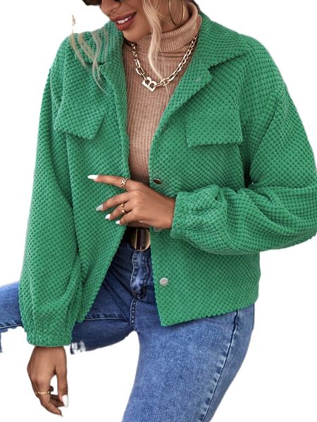 

flap detail drop shoulder jacket 72yr#, Black;brown