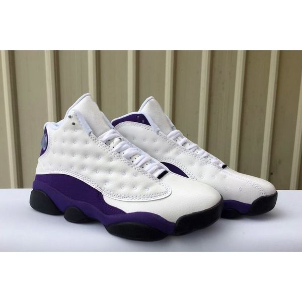 

shoes (with box) 13 laker men white black court purple university gold sneaker