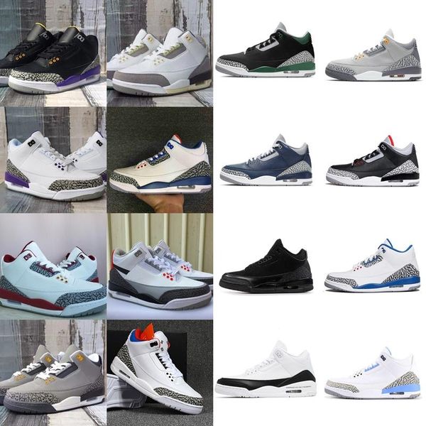 

jumpman 3s basketball shoes 3 a ma maniere rust pink pine green midnight navy racer blue unc laser orange varsity royal cement white fire re, Black