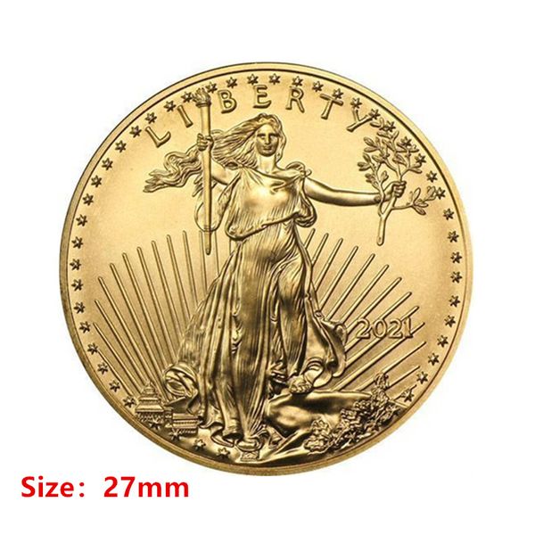 Estátua dos EUA da Liberty Coin Gold Plated Coin Collection New Gift Home Decoration 27mm