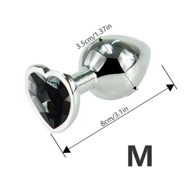 Nxy Sex Anal Heart Stainless Smooth Steel Crystal Plug for Couple Butt Stimulator Toys Metal Ball Massager Dil_voghion.com