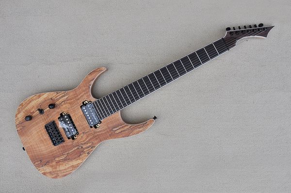 

factory wholesale left handed 7 strings electric guitar with spalted maple veneer ash body rosewood fretboard hh pickups can be customized