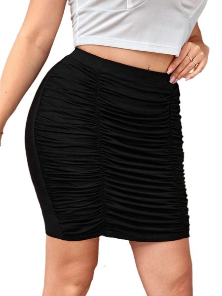 

plus ruched bodycon skirt o9vm#, Black