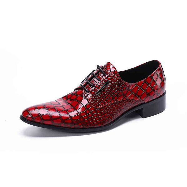 

dress shoes british block men's shoes sloping heel lace up pointed thick soled leather shoes wedding orange red leoford men, Black