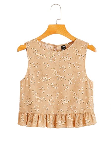 

ditsy floral ruffle hem 76cp#, White