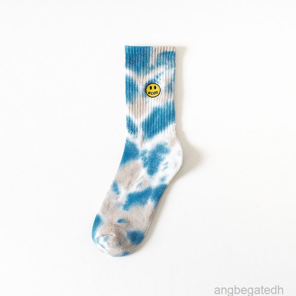 2022 Novo Smiley bordado tie dye esportes pares de casais de casal masculino e feminino