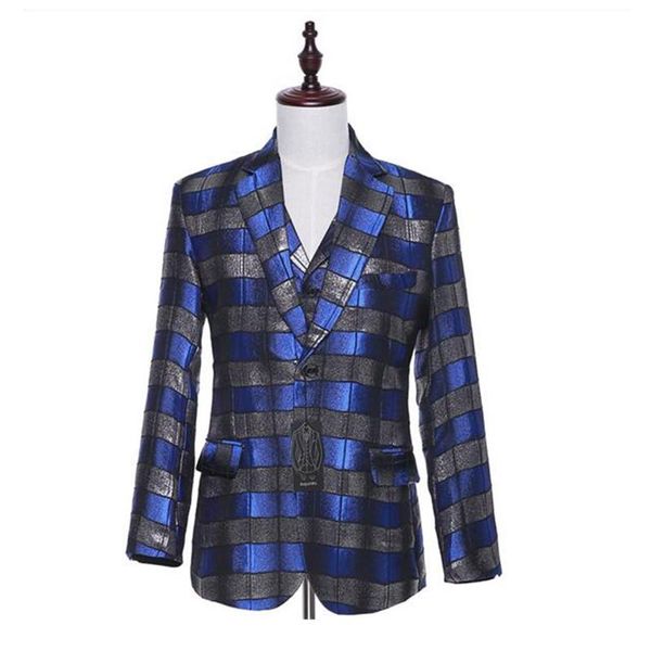 Мужские костюмы Blazers Прибытие Мужская классическая Slim Fit Wedding Formate Goom Tuxedos Royal Blue плед ткань изготовлена ​​на заказ куртка + брюки + жилет