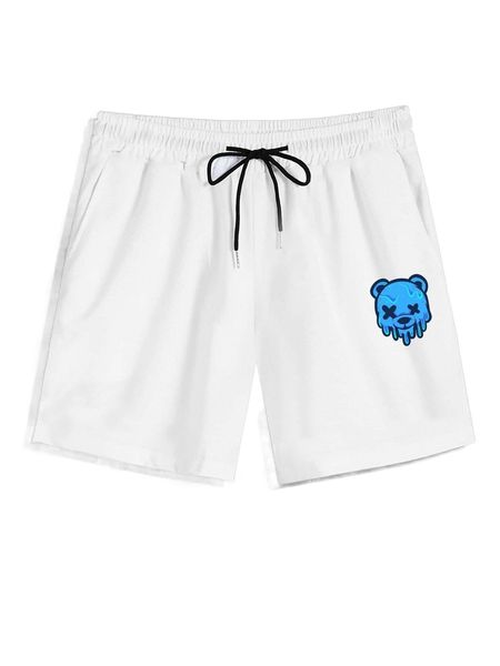 

romwe guys bear graphic shorts d1tp#, White;black