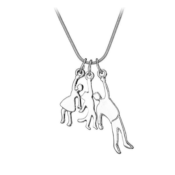 

pendant necklaces heart mom dad boy girl family necklace stainless steel gold color figure parents kids chain jewelry gift, Silver