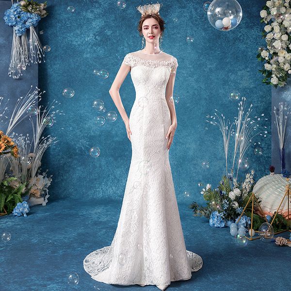 2022 Sexy Luxus Dubai Arabische Meerjungfrau Brautkleider Brautkleider hoher Hals Illusion Spitzen Applikationen Crystal Beaing Plus Size Formal mit Blumen offener Rücken