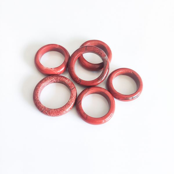 Pedra natural larga 6mm Red Jasper Rings Unissex criou Circle Reiki Women Jewelry Gifts