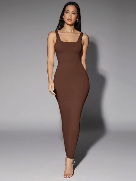 

club solid scoop neck tank dress x8bl#, Black;gray