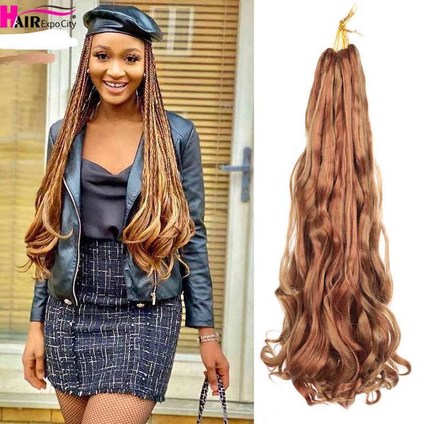 

inch loose wave crochet hair wavy synthetic braids extensions pre stretched braiding for black women expo city 220610, Black;brown