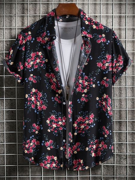

men floral print shirt without tee t0fr#, White;black