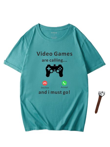 

men gamepad & letter graphic tee o3wf#, White;black