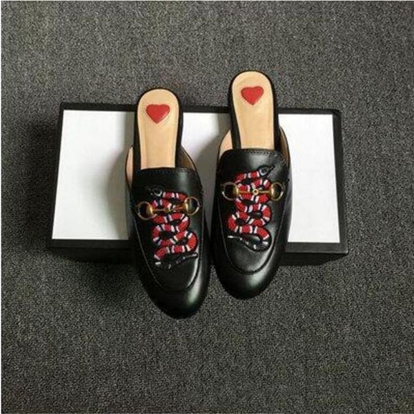 

new designer luxury women sandals summer lace velvet slippers princetown genuine leather mules loafers flats with buckle bees snak222m, Black