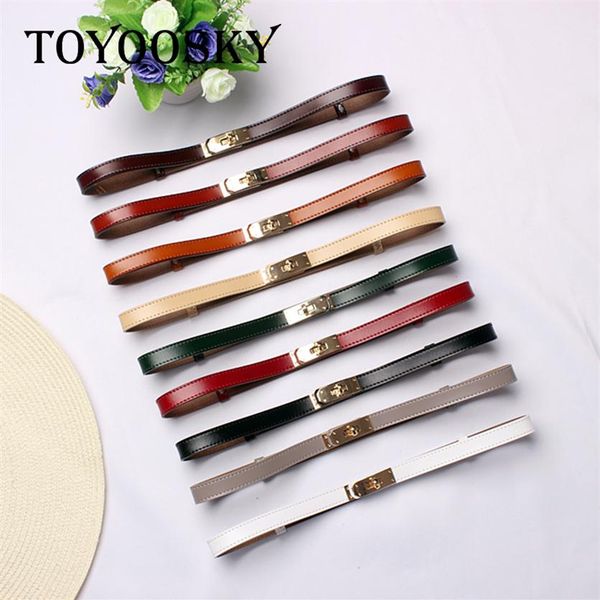 

toyoosky designer women belt double buckle simple style fine sash thin waistband for jean all-match female cx200716211f, Black;brown