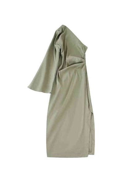 

pb&za 8017621 women 2022 new fashion flax blend asymmetry midi dress long sleeve female dresses vestidos robe mujer 8017/621 t220804, Black;gray