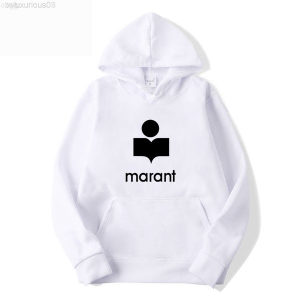 

autumn and winter men's women's marant classic letter fleece printed hat personalized leisure long sleeve sweater, Black
