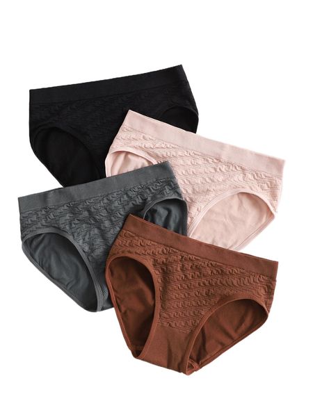 

4pack solid seamless panty d6h0#, Black;red