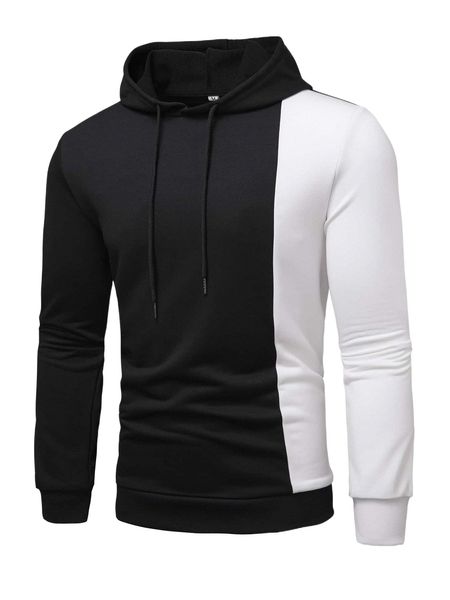 

men two tone drawstring hoodie f4jl#, Black