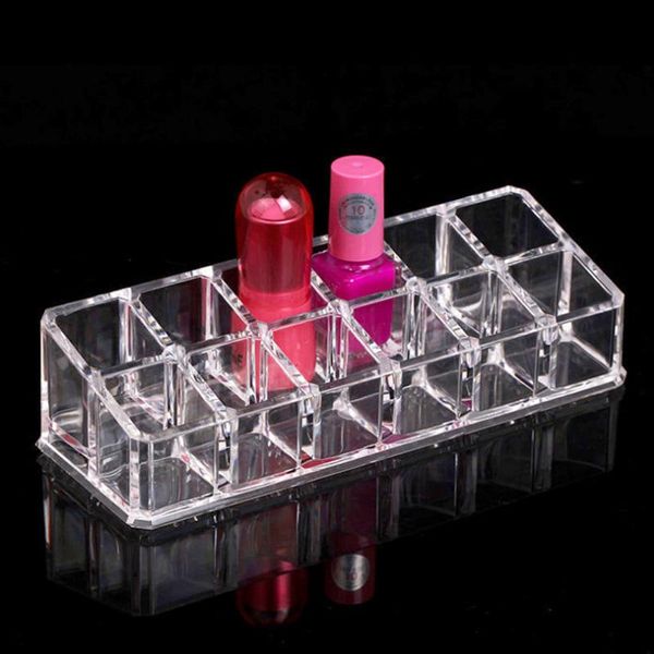 Scatole di immagazzinaggio Bins Clear Acrilico Rossetto Box 12 Grids Holder Cosmetic Makeup Organizer Sundries Display