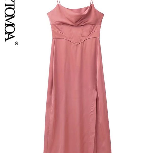 

women fashion front slit soft touch midi camisole dress vintage backless zipper thin straps female dresses vestidos 220526, Black;gray