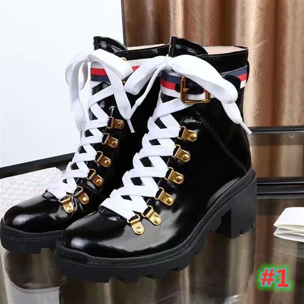 

latest women snow boots martin desert boot flamingos love arrow medal 100% real leather coarse size 35-42 winter shoes2159, Black