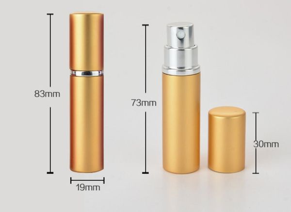 Mini flacone di profumo ricaricabile in alluminio portatile da 5 ml con contenitori per trucco vuoti spray con atomizzatore per viaggiatori DHL