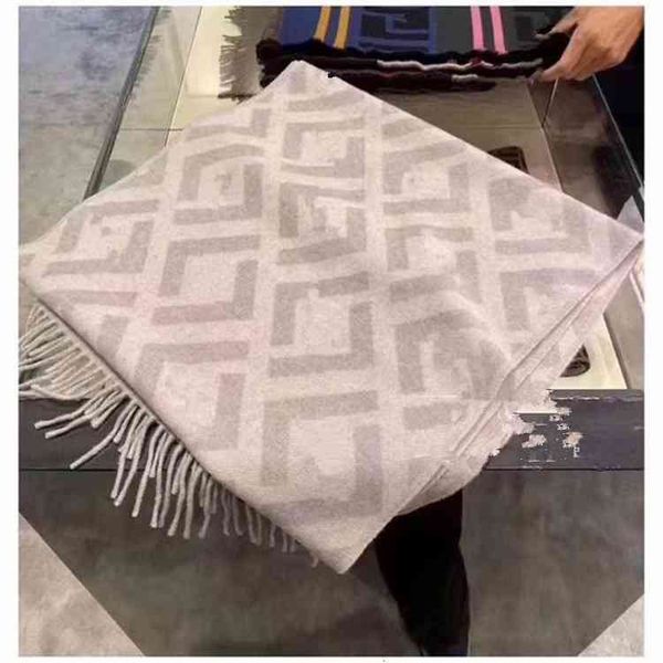 

scarves scarf high version f family scarf net red same autumn and winter cashmere shawl wool, Blue;gray