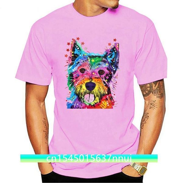 Мужская женская футболка с рисунком Cute Westie Dog Neon Dean Russo Art 220702