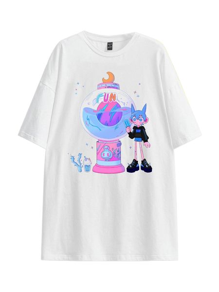 

x rk7777 letter & figure graphic tee d6jp#, White