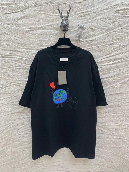 

women's t-shirt designer home b high version correct printing double neck sleeve earth short can be solid l18i, White