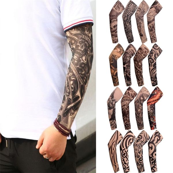 

1pcs sleeves uv protection outdoor golf sports hiking tattoo sleeve full arm warmer riding equipment 220727, Black;gray