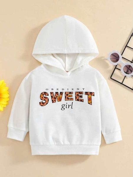 

baby letter & leopard print hoodie she, Black
